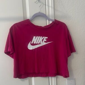 Nike Hot Pink Cropped Logo Tee